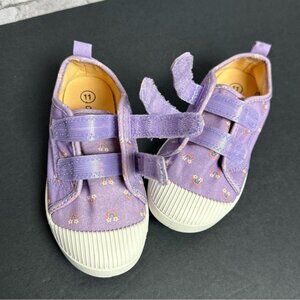 Cat & Jack Toddler Size 11 Purple Floral Rainbow Sneakers Hook and Loop Slip On